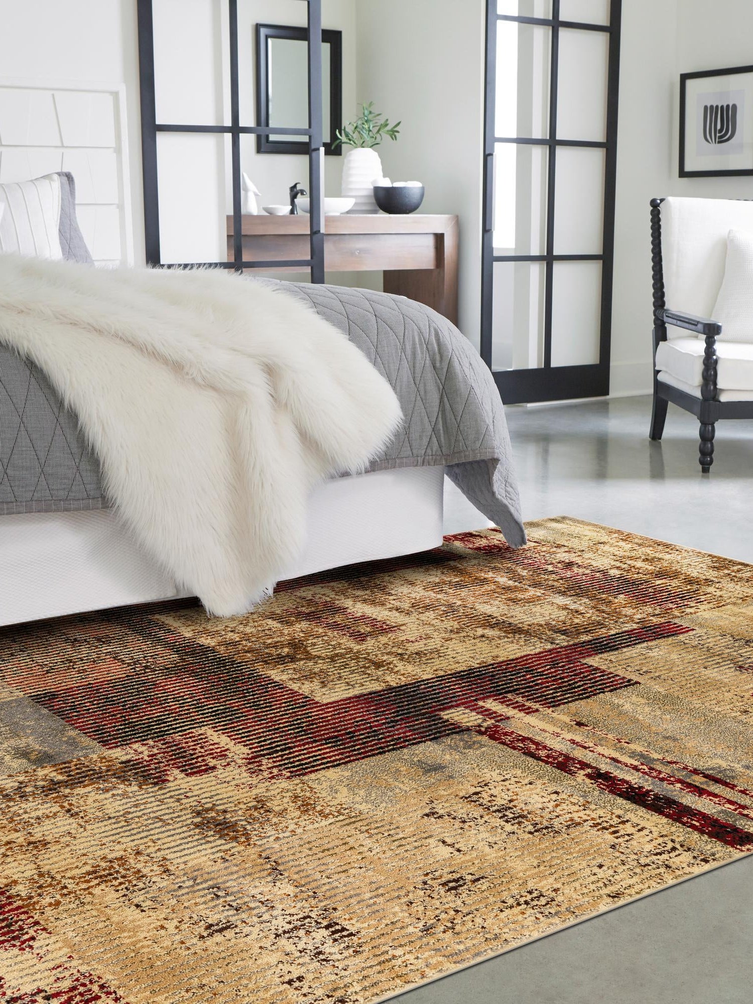 Multicolor 9' x 12' Saturn Rectangle Area Rug Stain Resistant Easy Clean Classic Vintage Design Durable Carpet for Affordable Home Interiors for Sale at Rug Engine
