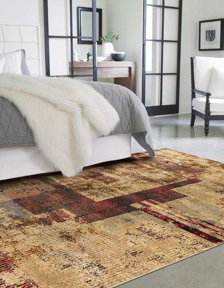 Multicolor 7' 10 x 10' Saturn Rectangle Area Rug Stain Resistant Easy Clean Classic Vintage Design Durable Carpet for Affordable Home Interiors for Sale at Rug Engine