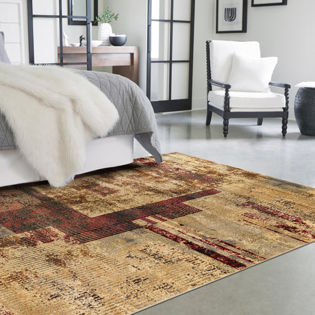 Multicolor 10' x 14' Saturn Rectangle Area Rug Stain Resistant Easy Clean Classic Vintage Design Durable Carpet for Affordable Home Interiors for Sale at Rug Engine