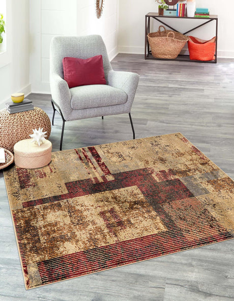 Multicolor 7' 10 x 7' 10 Saturn Square Area Rug Stain Resistant Easy Clean Classic Vintage Design Durable Carpet for Affordable Home Interiors for Sale at Rug Engine
