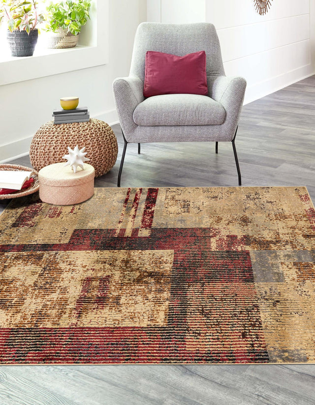 Multicolor 7' 10 x 7' 10 Saturn Square Area Rug Stain Resistant Easy Clean Classic Vintage Design Durable Carpet for Affordable Home Interiors for Sale at Rug Engine