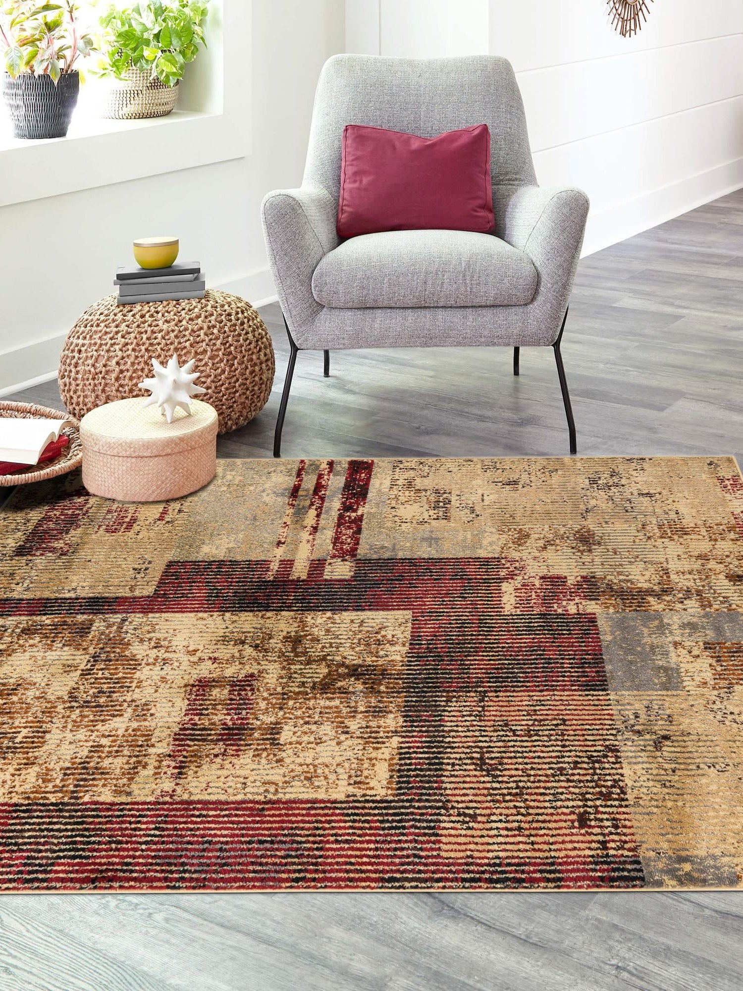 Multicolor 5' 3 x 5' 3 Saturn Square Area Rug Stain Resistant Easy Clean Classic Vintage Design Durable Carpet for Affordable Home Interiors for Sale at Rug Engine