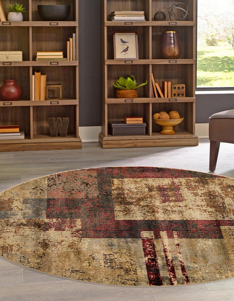 Multicolor 3' 3 x 3' 3 Saturn Round Area Rug Stain Resistant Easy Clean Classic Vintage Design Durable Carpet for Affordable Home Interiors for Sale at Rug Engine