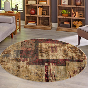 Multicolor 7' 10 x 7' 10 Saturn Round Area Rug Stain Resistant Easy Clean Classic Vintage Design Durable Carpet for Affordable Home Interiors for Sale at Rug Engine