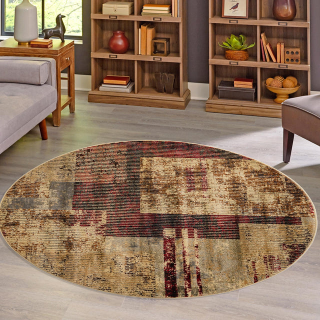 Multicolor 7' 10 x 7' 10 Saturn Round Area Rug Stain Resistant Easy Clean Classic Vintage Design Durable Carpet for Affordable Home Interiors for Sale at Rug Engine