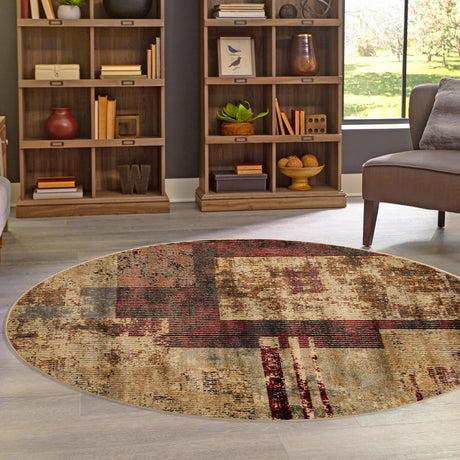 Multicolor 7' 10 x 7' 10 Saturn Round Area Rug Stain Resistant Easy Clean Classic Vintage Design Durable Carpet for Affordable Home Interiors for Sale at Rug Engine
