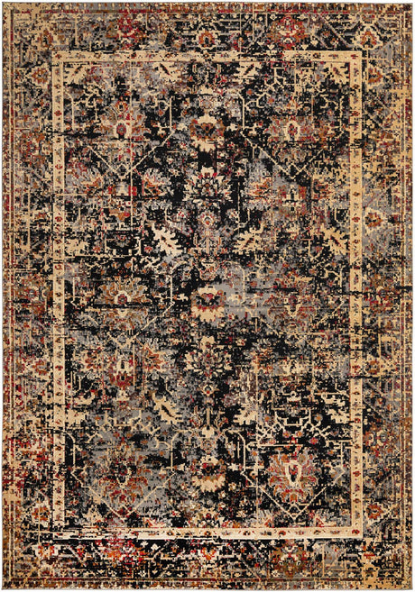 Black 10' x 14' 1 Saturn Rectangle Area Rug Stain Resistant Easy Clean Classic Vintage Design Durable Carpet for Affordable Home Interiors for Sale at Rug Engine