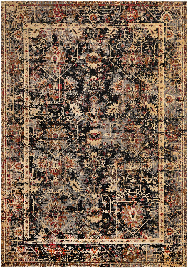 Black 10' x 14' 1 Saturn Rectangle Area Rug Stain Resistant Easy Clean Classic Vintage Design Durable Carpet for Affordable Home Interiors for Sale at Rug Engine