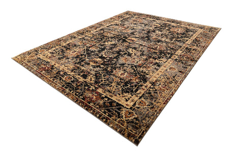 Black 9' x 12' Saturn Rectangle Area Rug Stain Resistant Easy Clean Classic Vintage Design Durable Carpet for Affordable Home Interiors for Sale at Rug Engine