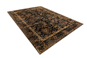 Black 9' x 12' Saturn Rectangle Area Rug Stain Resistant Easy Clean Classic Vintage Design Durable Carpet for Affordable Home Interiors for Sale at Rug Engine