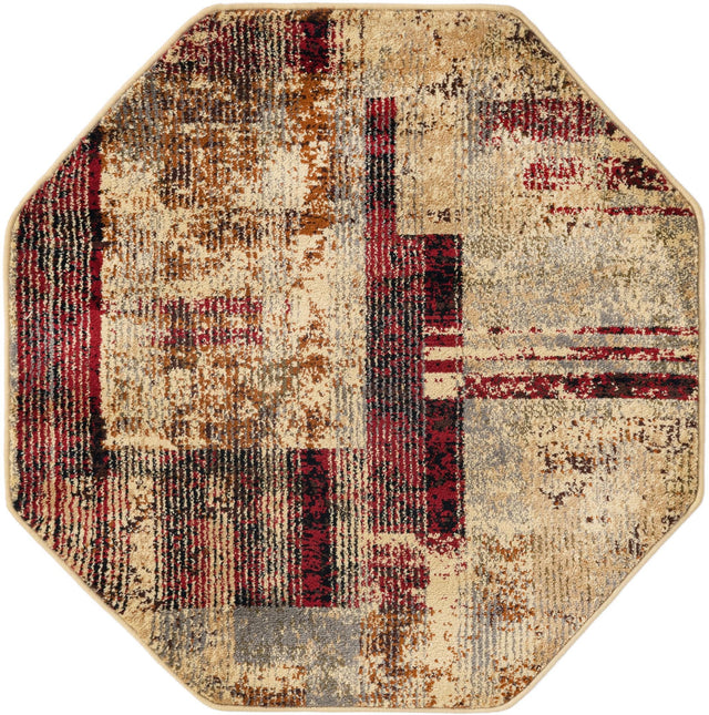 Multicolor 3' 3 x 3' 3 Saturn Octagon Area Rug Stain Resistant Easy Clean Classic Vintage Design Durable Carpet for Affordable Home Interiors for Sale at Rug Engine