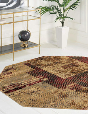 Multicolor 3' 3 x 3' 3 Saturn Octagon Area Rug Stain Resistant Easy Clean Classic Vintage Design Durable Carpet for Affordable Home Interiors for Sale at Rug Engine