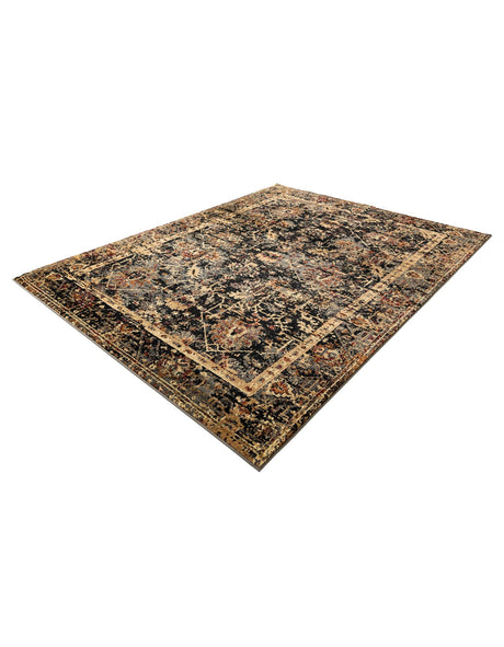Black 7' 10 x 10' Saturn Rectangle Area Rug Stain Resistant Easy Clean Classic Vintage Design Durable Carpet for Affordable Home Interiors for Sale at Rug Engine