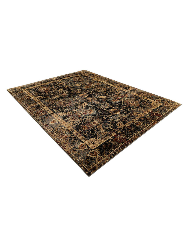 Black 7' 10 x 10' Saturn Rectangle Area Rug Stain Resistant Easy Clean Classic Vintage Design Durable Carpet for Affordable Home Interiors for Sale at Rug Engine