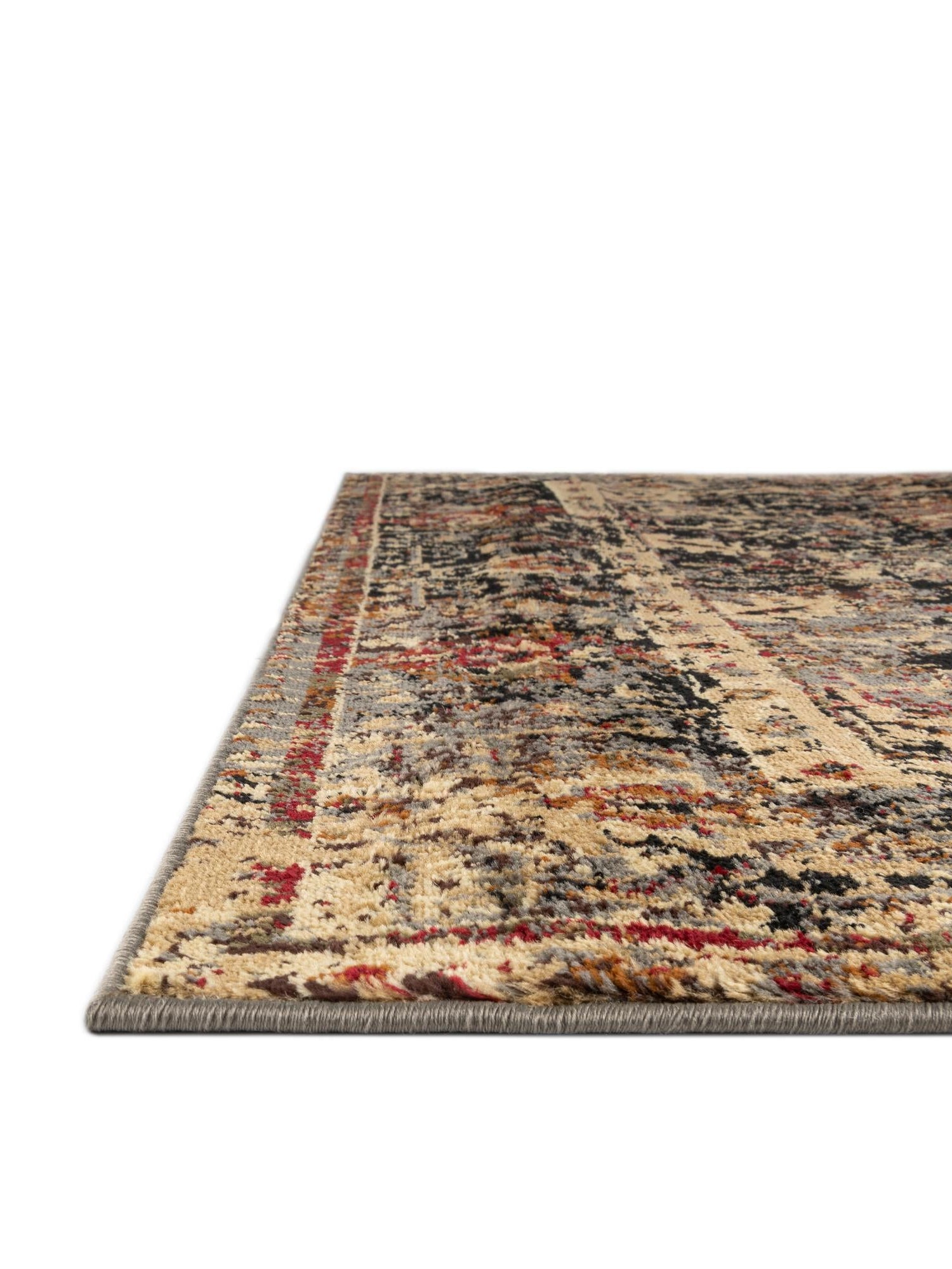 Black 4' 1 x 6' 1 Saturn Rectangle Area Rug Stain Resistant Easy Clean Classic Vintage Design Durable Carpet for Affordable Home Interiors for Sale at Rug Engine