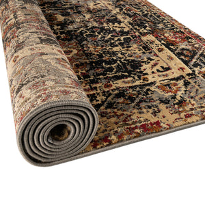 Black 7' 10 x 10' Saturn Rectangle Area Rug Stain Resistant Easy Clean Classic Vintage Design Durable Carpet for Affordable Home Interiors for Sale at Rug Engine