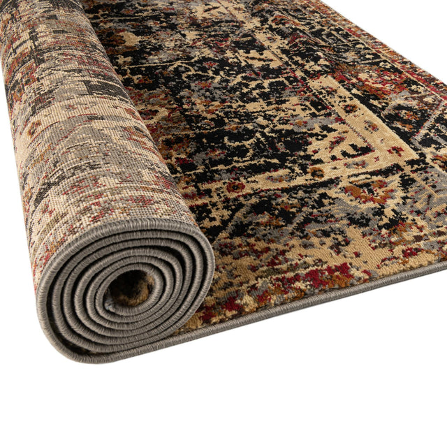 Black 10' x 14' 1 Saturn Rectangle Area Rug Stain Resistant Easy Clean Classic Vintage Design Durable Carpet for Affordable Home Interiors for Sale at Rug Engine
