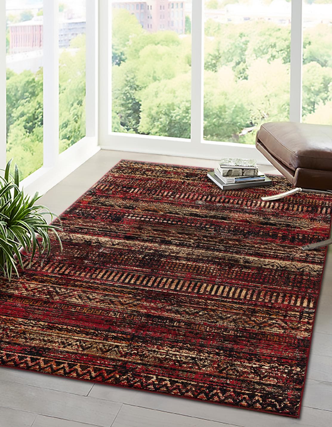 Burgundy 2' x 3' 1 Saturn Rectangle Area Rug Stain Resistant Easy Clean Classic Vintage Design Durable Carpet for Affordable Home Interiors for Sale at Rug Engine