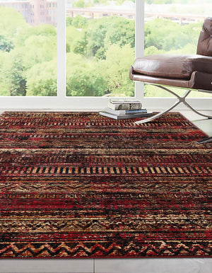 Burgundy 4' 1 x 6' 1 Saturn Rectangle Area Rug Stain Resistant Easy Clean Classic Vintage Design Durable Carpet for Affordable Home Interiors for Sale at Rug Engine