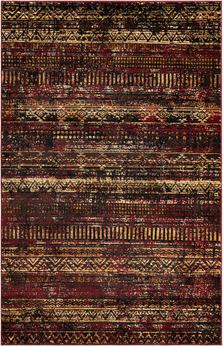 Burgundy 5' 3 x 8' Saturn Rectangle Area Rug Stain Resistant Easy Clean Classic Vintage Design Durable Carpet for Affordable Home Interiors for Sale at Rug Engine