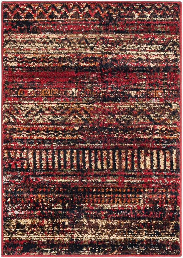Burgundy 2' x 3' 1 Saturn Rectangle Area Rug Stain Resistant Easy Clean Classic Vintage Design Durable Carpet for Affordable Home Interiors for Sale at Rug Engine