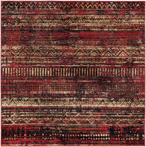 Burgundy 5' 3 x 5' 3 Saturn Square Area Rug Stain Resistant Easy Clean Classic Vintage Design Durable Carpet for Affordable Home Interiors for Sale at Rug Engine