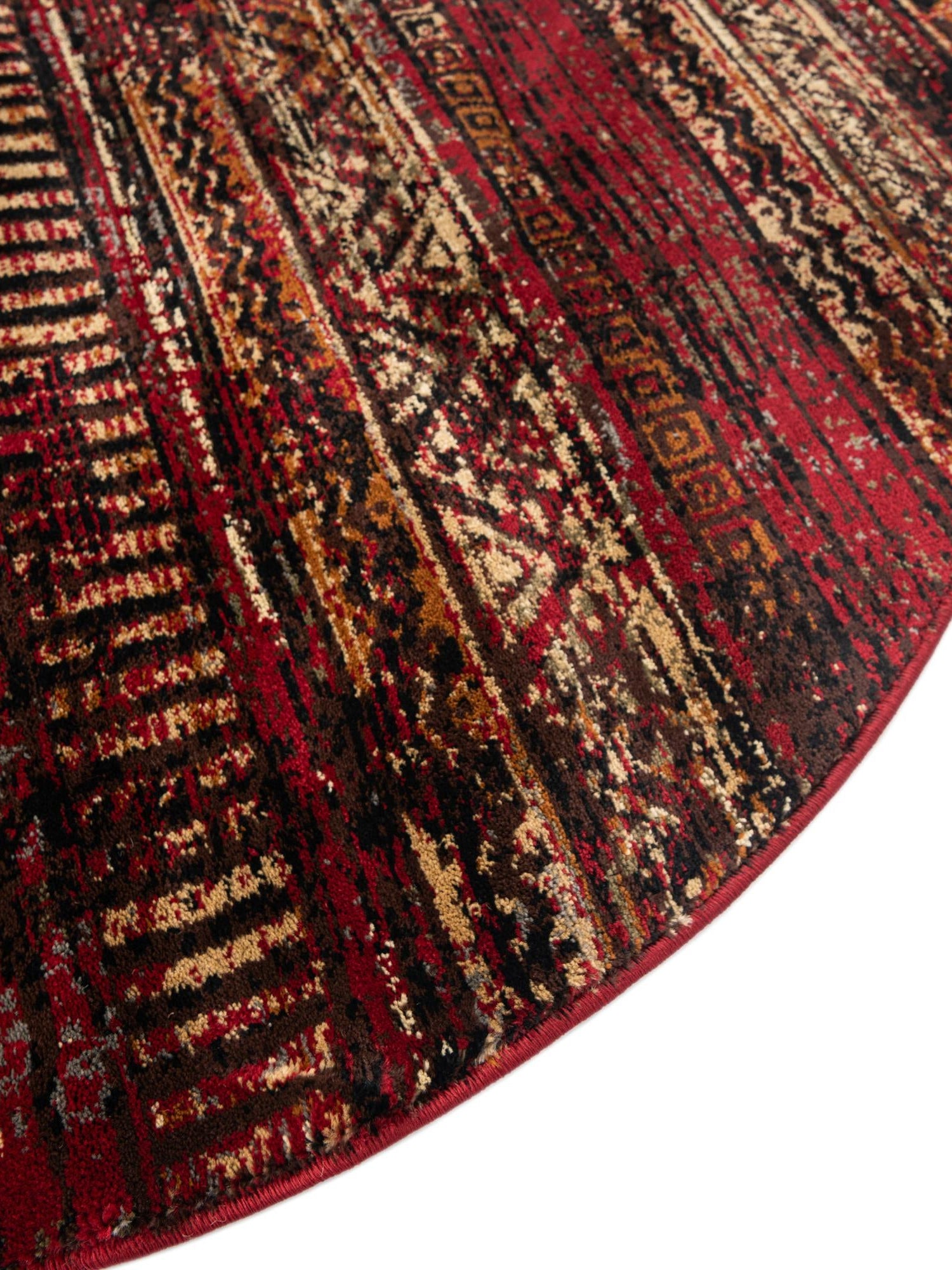 Burgundy 3' 1 x 3' 1 Saturn Round Area Rug Stain Resistant Easy Clean Classic Vintage Design Durable Carpet for Affordable Home Interiors for Sale at Rug Engine