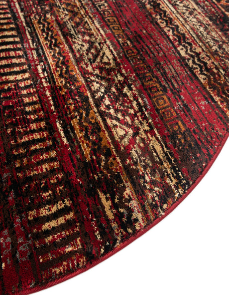 Burgundy 3' 1 x 3' 1 Saturn Round Area Rug Stain Resistant Easy Clean Classic Vintage Design Durable Carpet for Affordable Home Interiors for Sale at Rug Engine