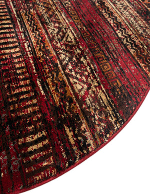 Burgundy 5' 3 x 5' 3 Saturn Round Area Rug Stain Resistant Easy Clean Classic Vintage Design Durable Carpet for Affordable Home Interiors for Sale at Rug Engine