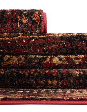 Burgundy 7' 10 x 7' 10 Saturn Round Area Rug Stain Resistant Easy Clean Classic Vintage Design Durable Carpet for Affordable Home Interiors for Sale at Rug Engine