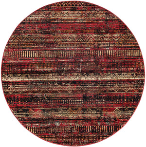 Burgundy 7' 1 x 7' 1 Saturn Round Area Rug Stain Resistant Easy Clean Classic Vintage Design Durable Carpet for Affordable Home Interiors for Sale at Rug Engine