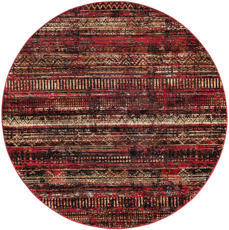 Burgundy 7' 1 x 7' 1 Saturn Round Area Rug Stain Resistant Easy Clean Classic Vintage Design Durable Carpet for Affordable Home Interiors for Sale at Rug Engine