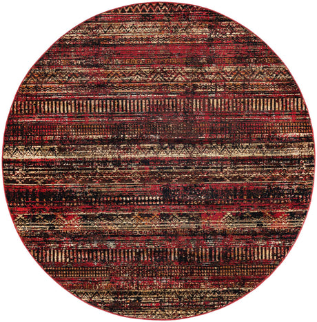 Burgundy 7' 10 x 7' 10 Saturn Round Area Rug Stain Resistant Easy Clean Classic Vintage Design Durable Carpet for Affordable Home Interiors for Sale at Rug Engine