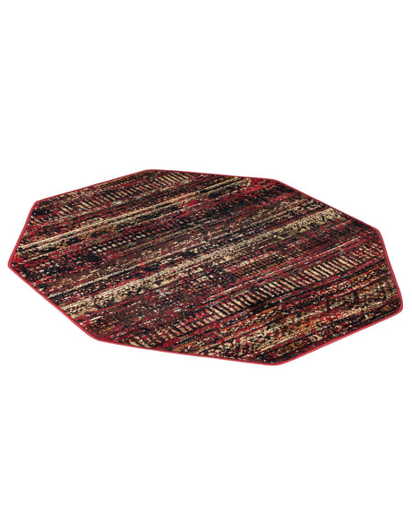 Burgundy 3' 1 x 3' 1 Saturn Octagon Area Rug Stain Resistant Easy Clean Classic Vintage Design Durable Carpet for Affordable Home Interiors for Sale at Rug Engine