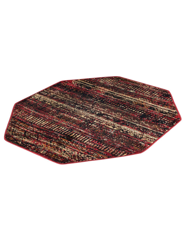 Burgundy 3' 1 x 3' 1 Saturn Octagon Area Rug Stain Resistant Easy Clean Classic Vintage Design Durable Carpet for Affordable Home Interiors for Sale at Rug Engine