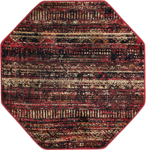 Burgundy 3' 1 x 3' 1 Saturn Octagon Area Rug Stain Resistant Easy Clean Classic Vintage Design Durable Carpet for Affordable Home Interiors for Sale at Rug Engine