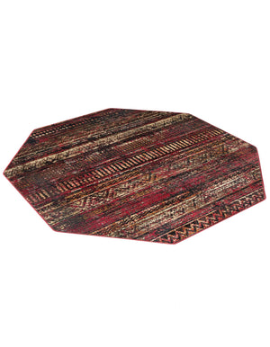 Burgundy 5' 3 x 5' 3 Saturn Octagon Area Rug Stain Resistant Easy Clean Classic Vintage Design Durable Carpet for Affordable Home Interiors for Sale at Rug Engine