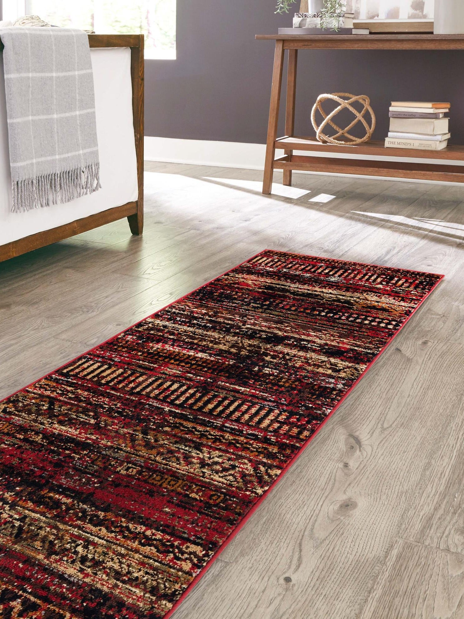 Burgundy 2' x 7' 1 Saturn Runner Area Rug Stain Resistant Easy Clean Classic Vintage Design Durable Carpet for Affordable Home Interiors for Sale at Rug Engine