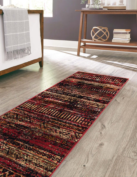 Burgundy 2' x 7' 1 Saturn Runner Area Rug Stain Resistant Easy Clean Classic Vintage Design Durable Carpet for Affordable Home Interiors for Sale at Rug Engine