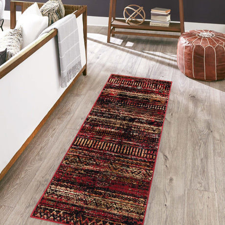 Burgundy 2' x 6' 1 Saturn Runner Area Rug Stain Resistant Easy Clean Classic Vintage Design Durable Carpet for Affordable Home Interiors for Sale at Rug Engine