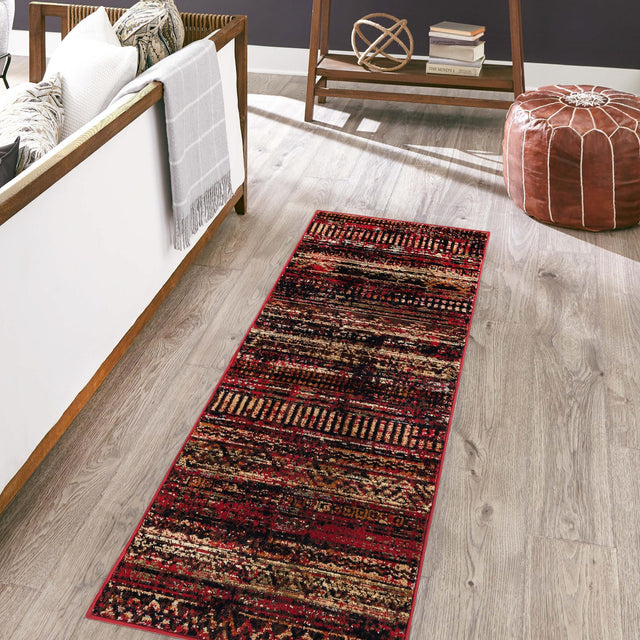 Burgundy 2' x 6' 1 Saturn Runner Area Rug Stain Resistant Easy Clean Classic Vintage Design Durable Carpet for Affordable Home Interiors for Sale at Rug Engine