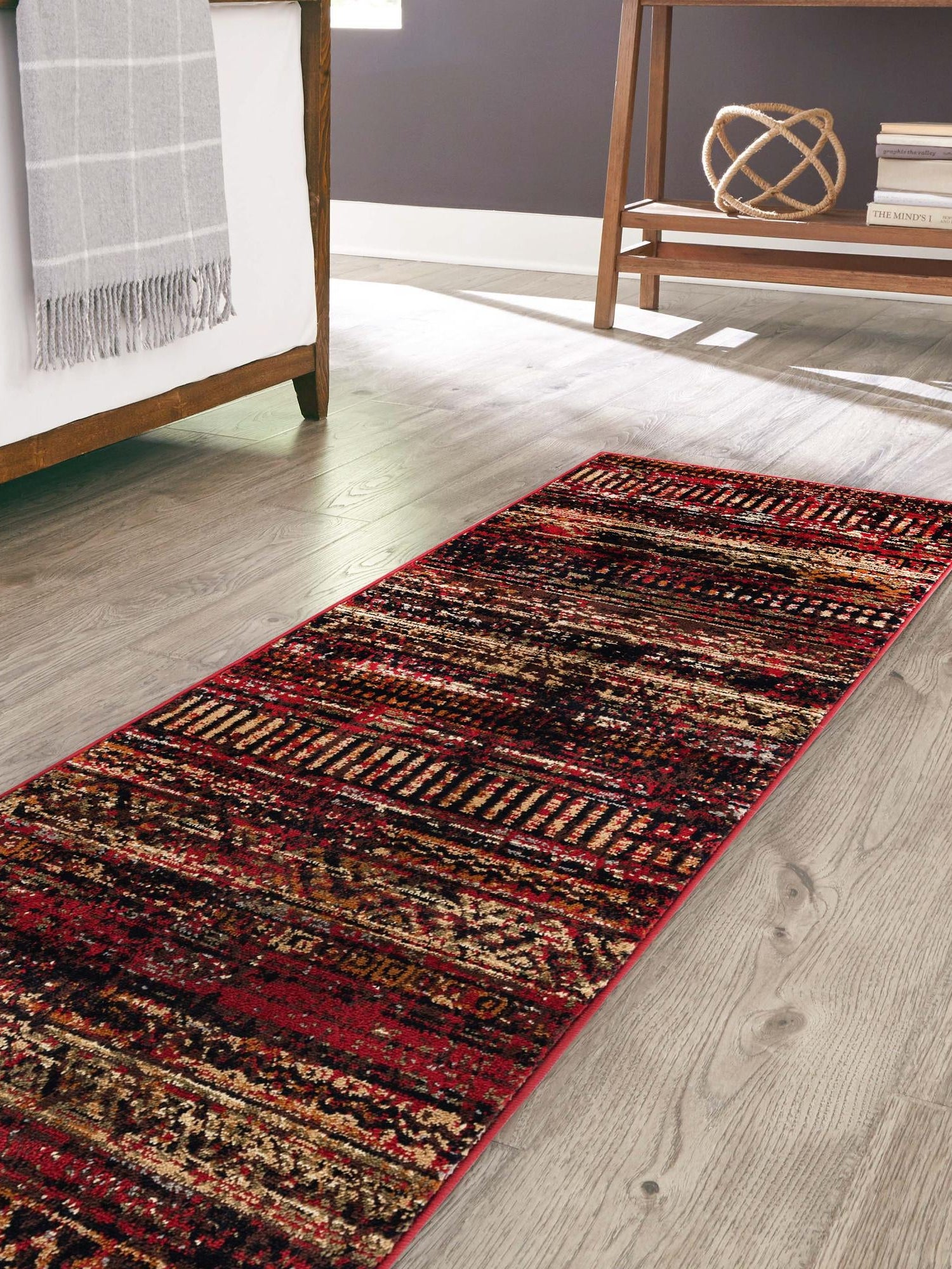 Burgundy 2' 7 x 14' 1 Saturn Runner Area Rug Stain Resistant Easy Clean Classic Vintage Design Durable Carpet for Affordable Home Interiors for Sale at Rug Engine