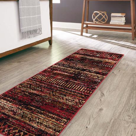 Burgundy 2' x 7' 1 Saturn Runner Area Rug Stain Resistant Easy Clean Classic Vintage Design Durable Carpet for Affordable Home Interiors for Sale at Rug Engine