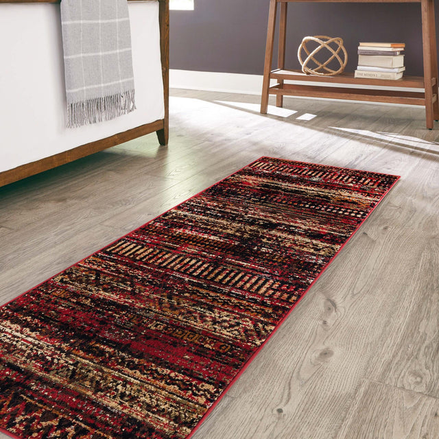 Burgundy 2' x 7' 1 Saturn Runner Area Rug Stain Resistant Easy Clean Classic Vintage Design Durable Carpet for Affordable Home Interiors for Sale at Rug Engine