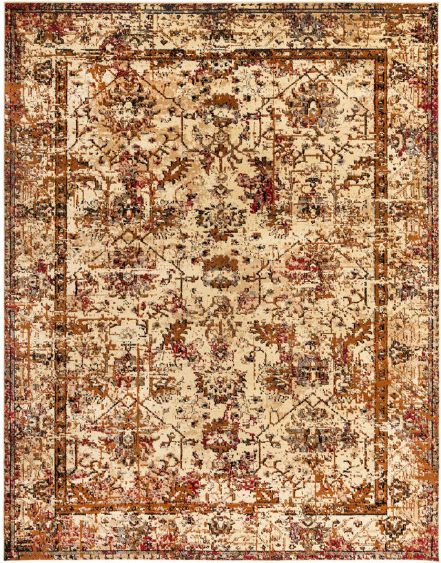 Beige Cream 7' 10 x 10' Saturn Rectangle Area Rug Stain Resistant Easy Clean Classic Vintage Design Durable Carpet for Affordable Home Interiors for Sale at Rug Engine