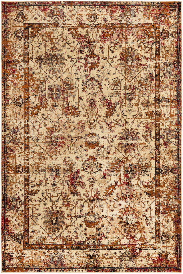 Beige Cream 6' 1 x 9' Saturn Rectangle Area Rug Stain Resistant Easy Clean Classic Vintage Design Durable Carpet for Affordable Home Interiors for Sale at Rug Engine