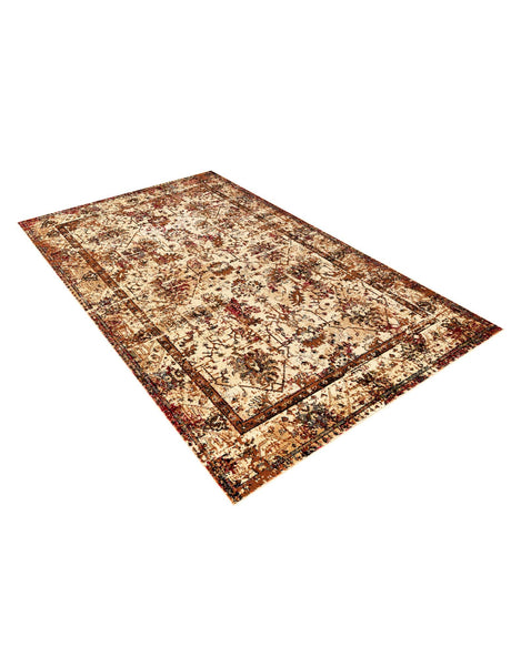 Beige Cream 5' 3 x 8' Saturn Rectangle Area Rug Stain Resistant Easy Clean Classic Vintage Design Durable Carpet for Affordable Home Interiors for Sale at Rug Engine