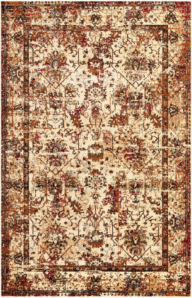 Beige Cream 5' 3 x 8' Saturn Rectangle Area Rug Stain Resistant Easy Clean Classic Vintage Design Durable Carpet for Affordable Home Interiors for Sale at Rug Engine