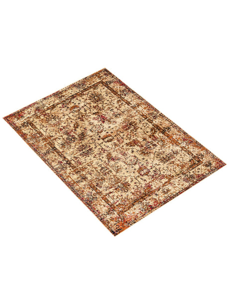 Beige Cream 4' 1 x 6' 1 Saturn Rectangle Area Rug Stain Resistant Easy Clean Classic Vintage Design Durable Carpet for Affordable Home Interiors for Sale at Rug Engine