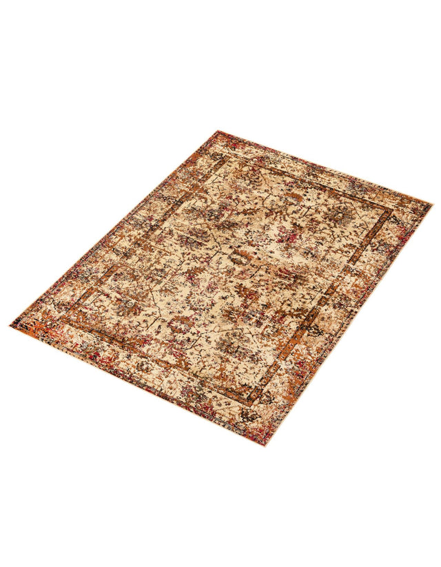 Beige Cream 4' 1 x 6' 1 Saturn Rectangle Area Rug Stain Resistant Easy Clean Classic Vintage Design Durable Carpet for Affordable Home Interiors for Sale at Rug Engine